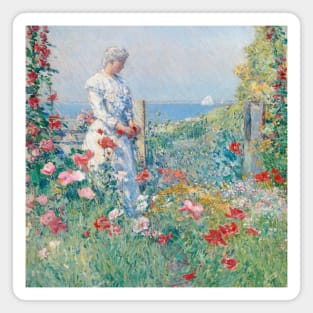 In the Garden (Celia Thaxter in Her Garden) by Childe Hassam Magnet